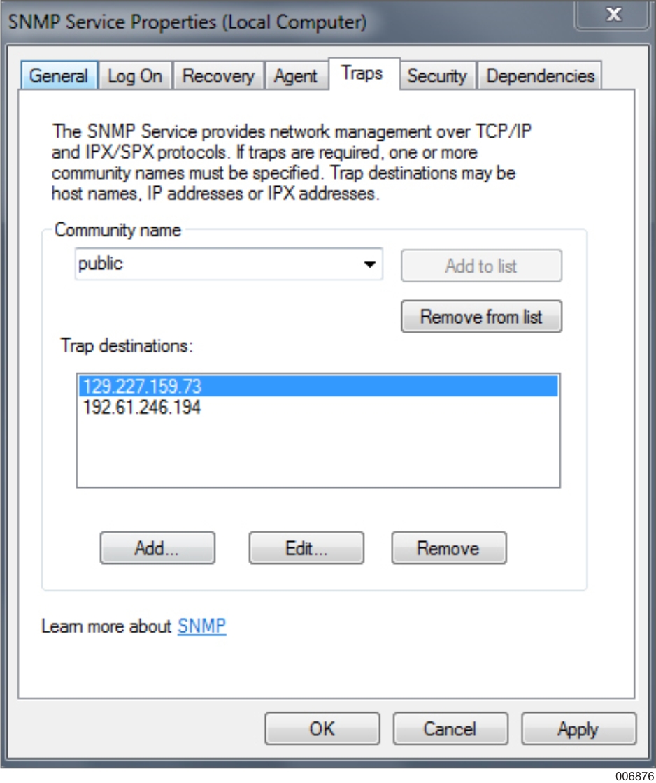 Windows SNMP Trap Destination Setup